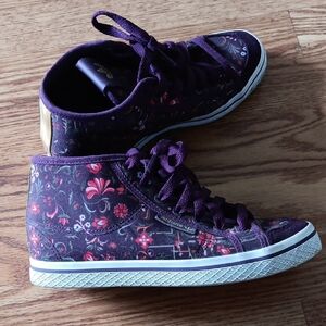 Adidas Purple Floral Print Wedged Sneakers
